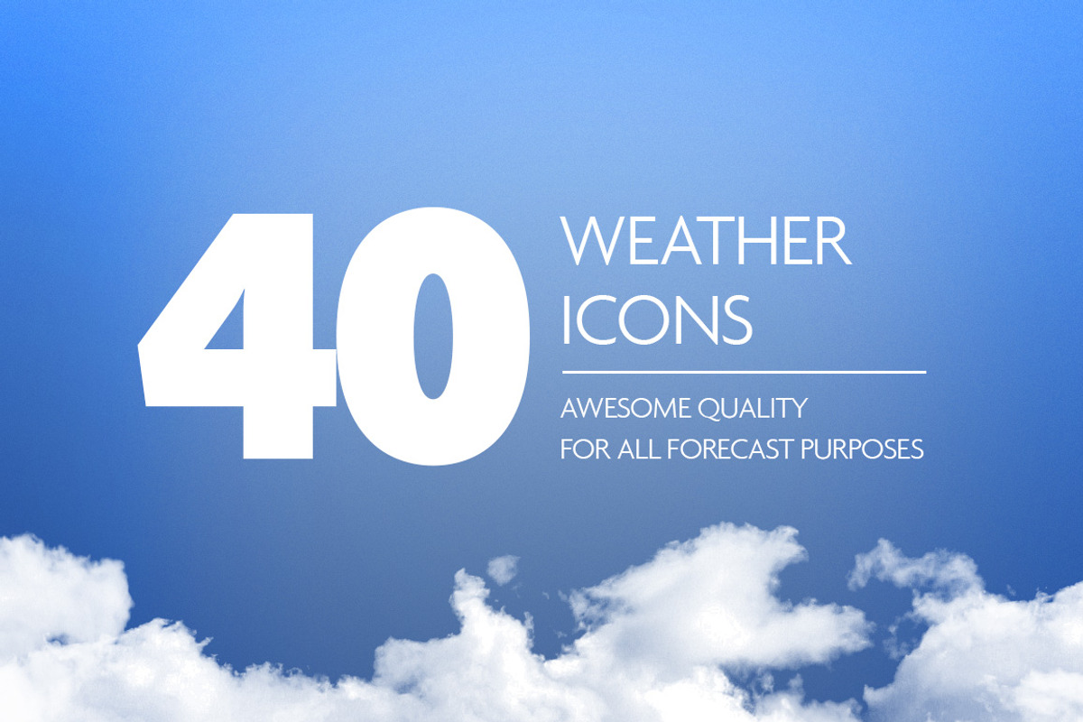 Awesome 40 Weather Icon Set, an Icon by Ckybe's Corner | Creative Market