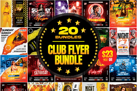 20 Night party club flyer bundle, a Flyer Template by FlyerPixles(SP11)