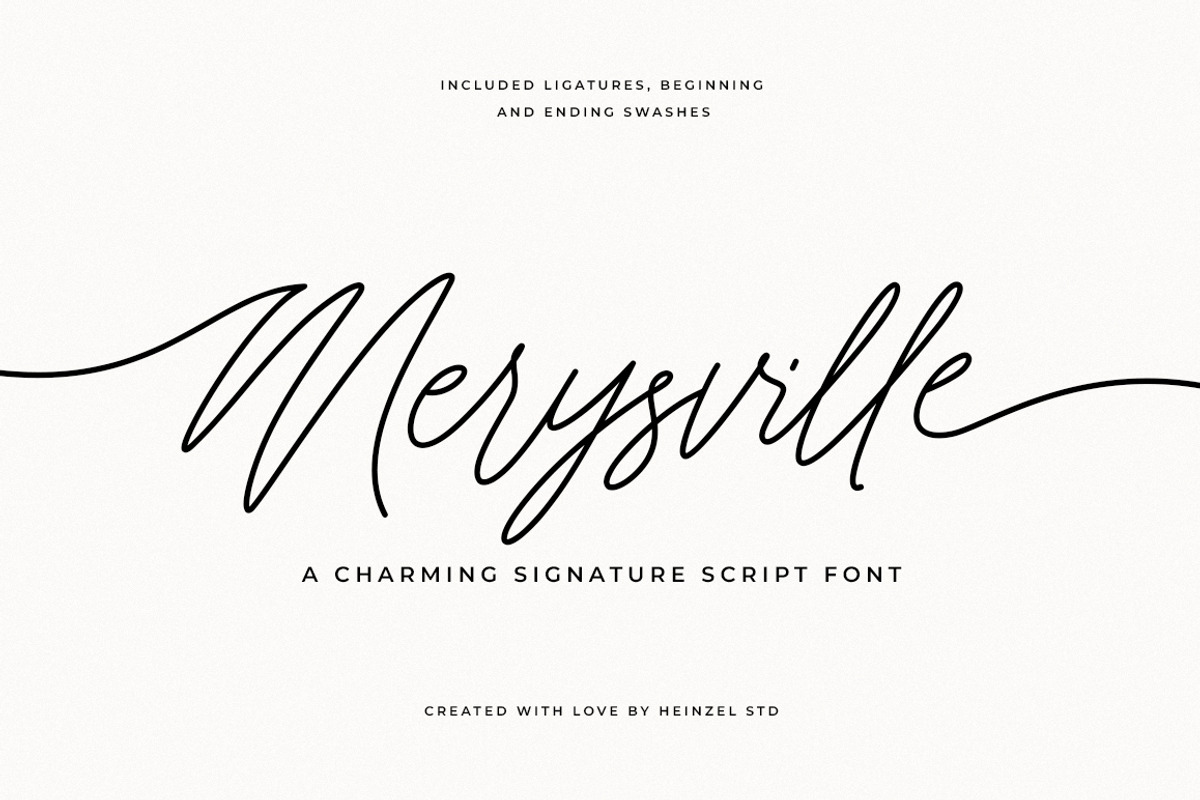 Merysville Charming Signature Font, a Script Font by Heinzel Std (Photo 1 of 18)