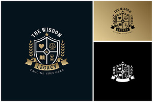Wisdom Legacy Crest Shield Logo, a Branding & Logo Template by Enola99d