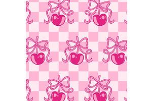 Cherry y2k pattern with pink glossy, a Food Illustration by art PVP - market