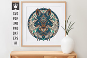 Mandala V1 | Tribal Wolf Art, an Animal Illustration by pixaroma (Thumbnail 1 of 10)