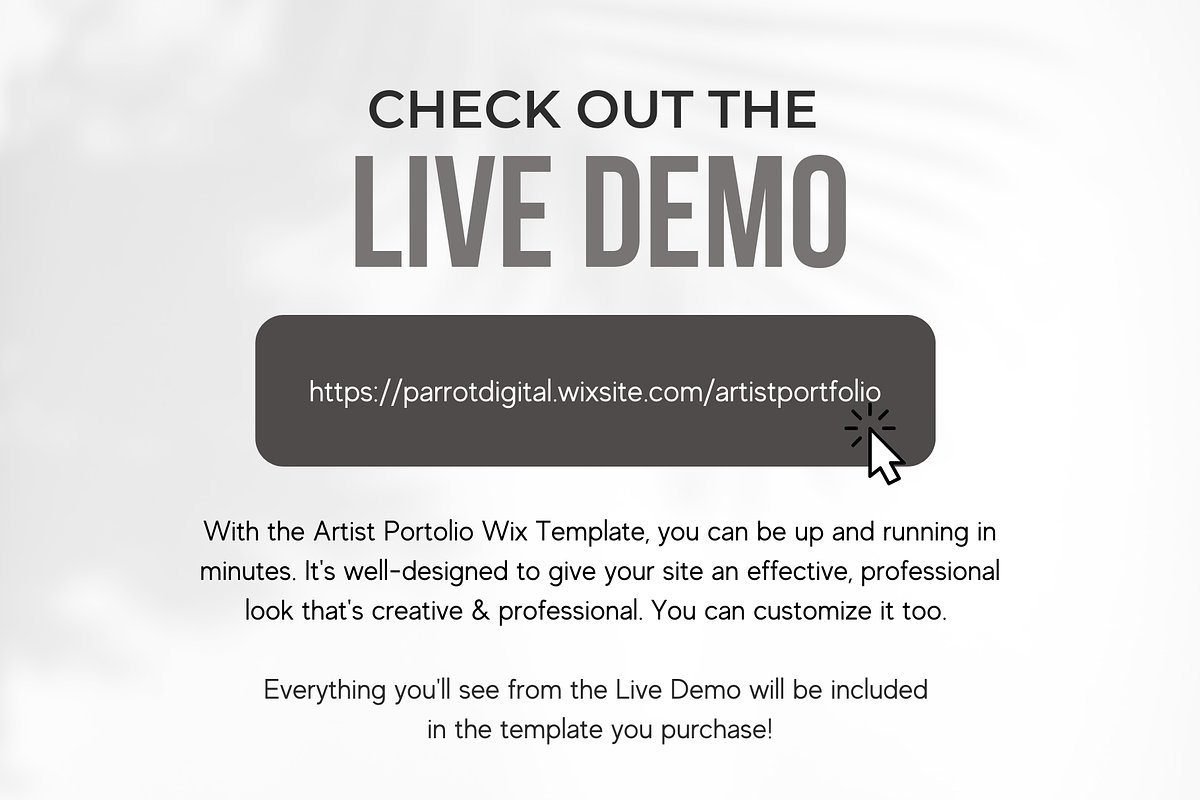 Artist Portfolio Website for Wix, a Landing Page Template by Parrot Designs (Photo 3 of 4)