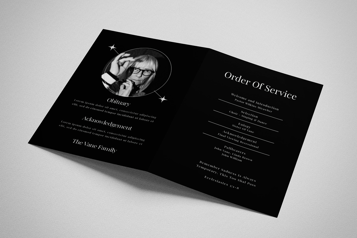 Grey Modern Funeral Program, a Card Template by graphicook (Photo 2 of 3)