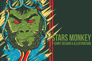 Stars Monkey Illustration