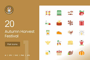 Autumn Harvest Flat Multicolor Icons, an Icon by IconBunny