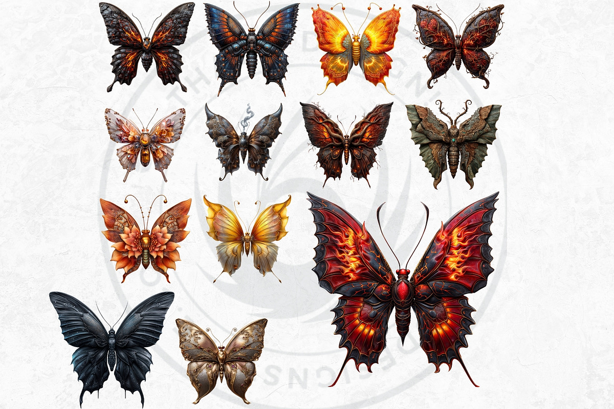 Fantasy Elemental Butterfly Cliparts, an Animal Illustration by ThatsDesignArt (Photo 8 of 10)