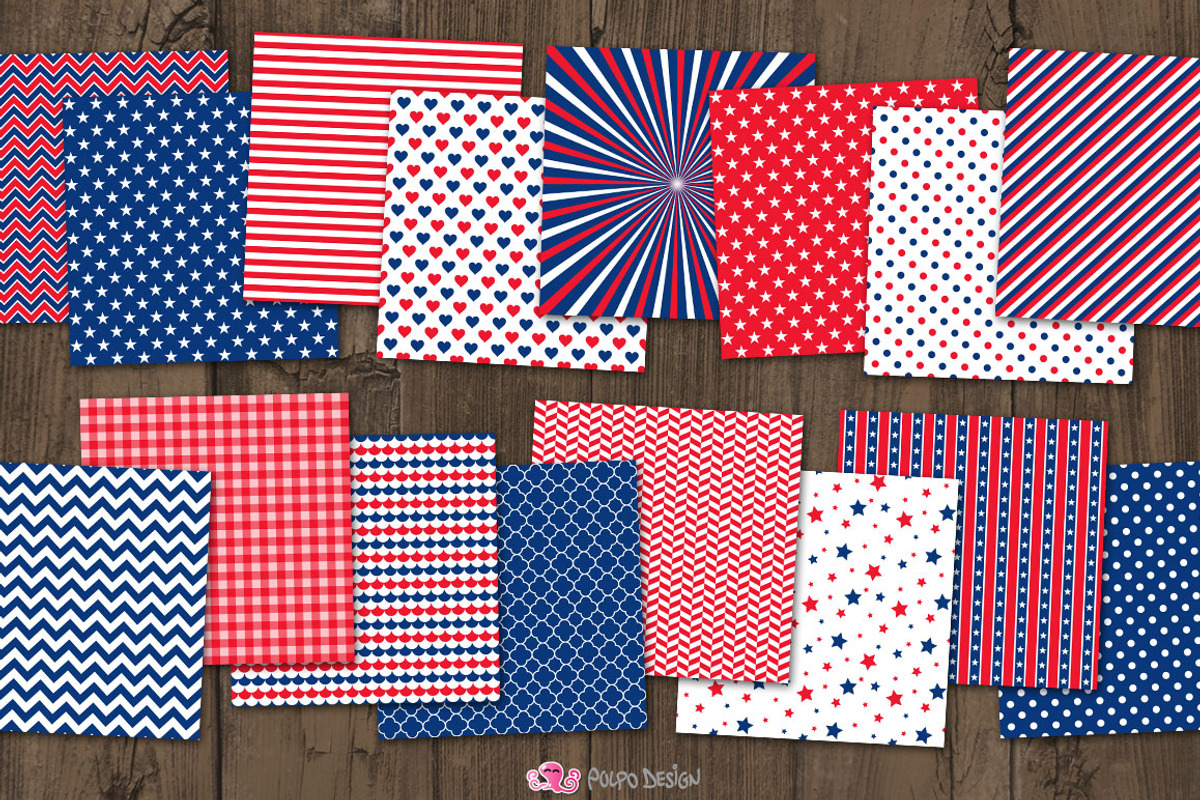 Patriotic digital paper, a Pattern Graphic by PolpoDesign (Photo 2 of 2)