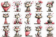 Whimsical Valentine Cat Clipart, an Illustration by Libby Wishes (Thumbnail 2 of 6)