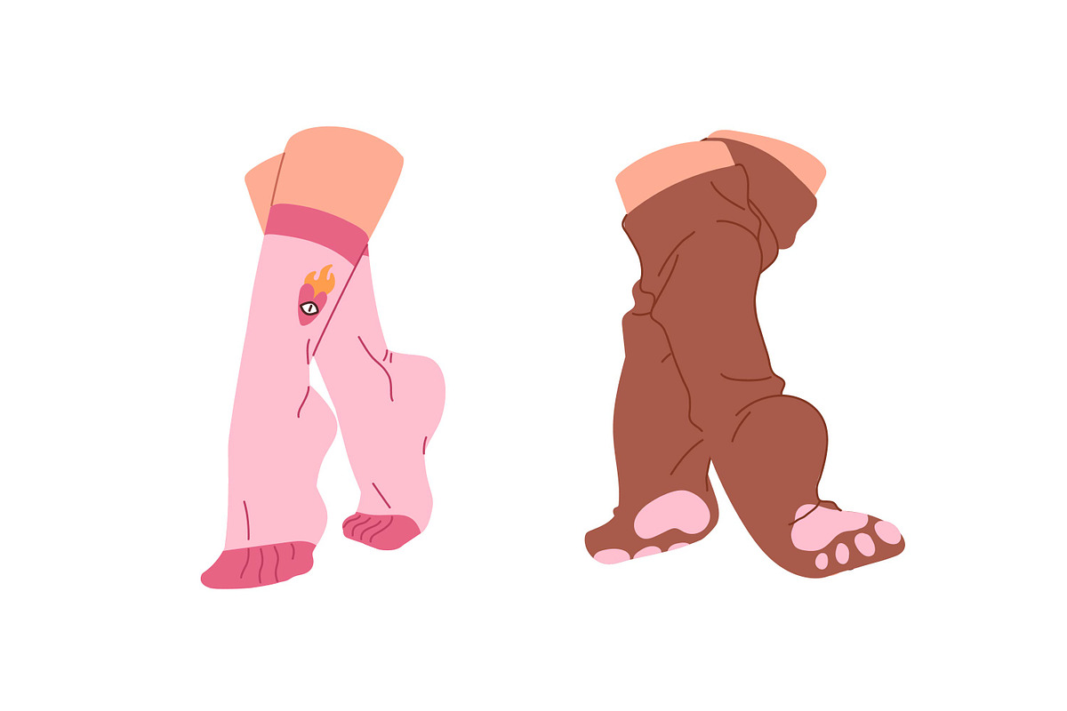 Bare female feet + legs in socks set, a Person Illustration by PaperTrident (Photo 5 of 5)