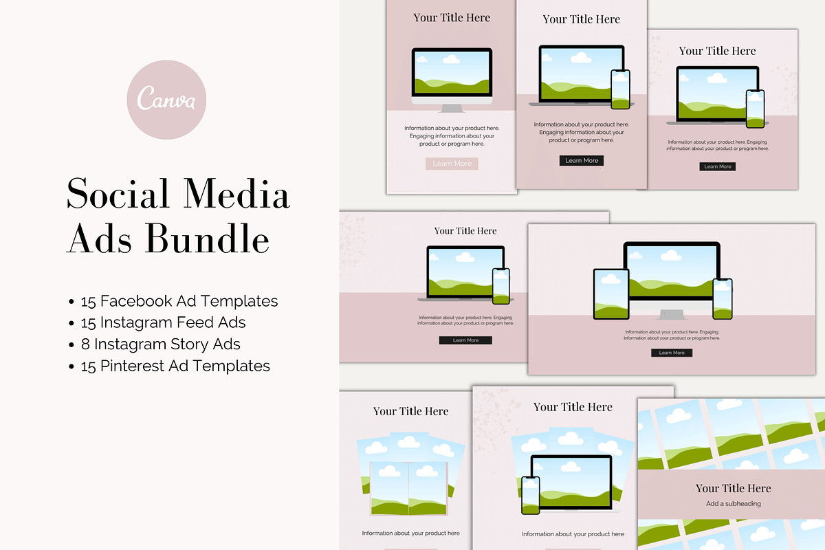Facebook & Instagram Ad Templates, a Social Media Template by Joanna Lane Designs (Photo 1 of 4)