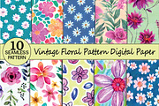 vintage floral pattern digital paper, a Pattern Graphic by jannatulpakhi (Thumbnail 1 of 3)