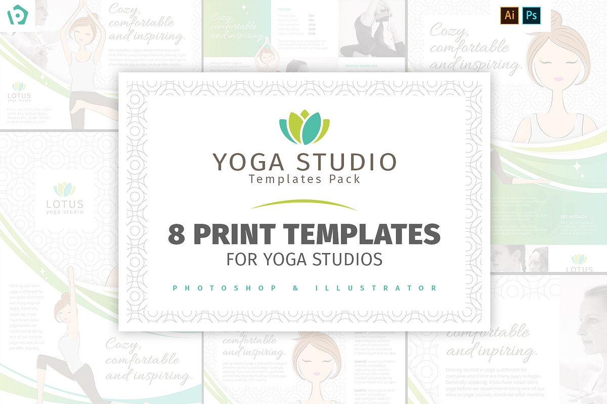 Yoga Studio Templates Pack, a Flyer Template by BrandPacks (Photo 1 of 14)