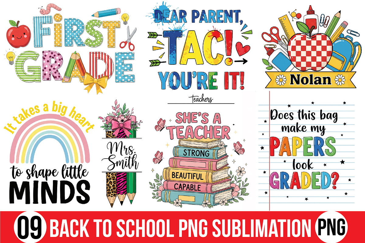 Back to School PNG Sublimation, a Graphic by Designking (Photo 1 of 8)