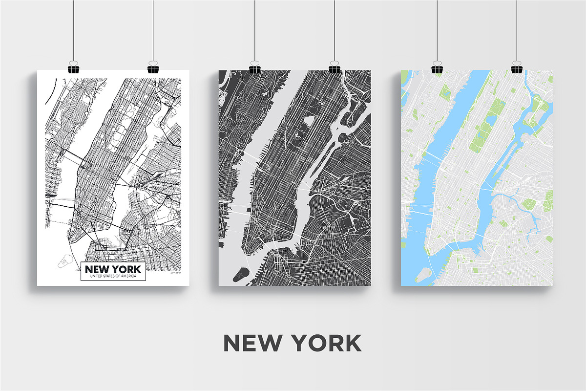 5 maps of USA cities, a Decorative Illustration by MaximGertsen (Photo 2 of 9)