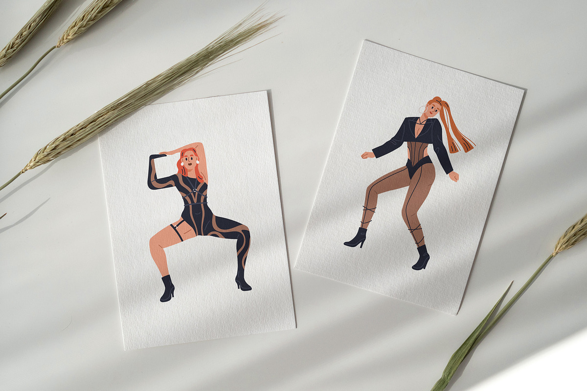 Dancers performing vogue dance set, a Person Illustration by Good Studio (Photo 6 of 6)