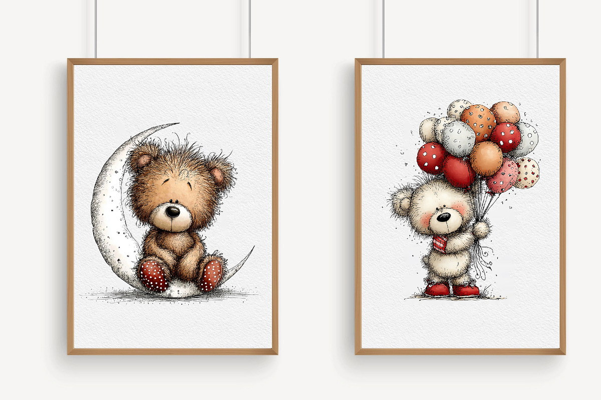 Whimsical Teddy Bear Clipart, an Illustration by Libby Wishes (Photo 4 of 4)