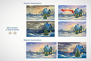 Winter Festive Landscape, a Decorative Illustration by Countryside life (Thumbnail 10 of 11)