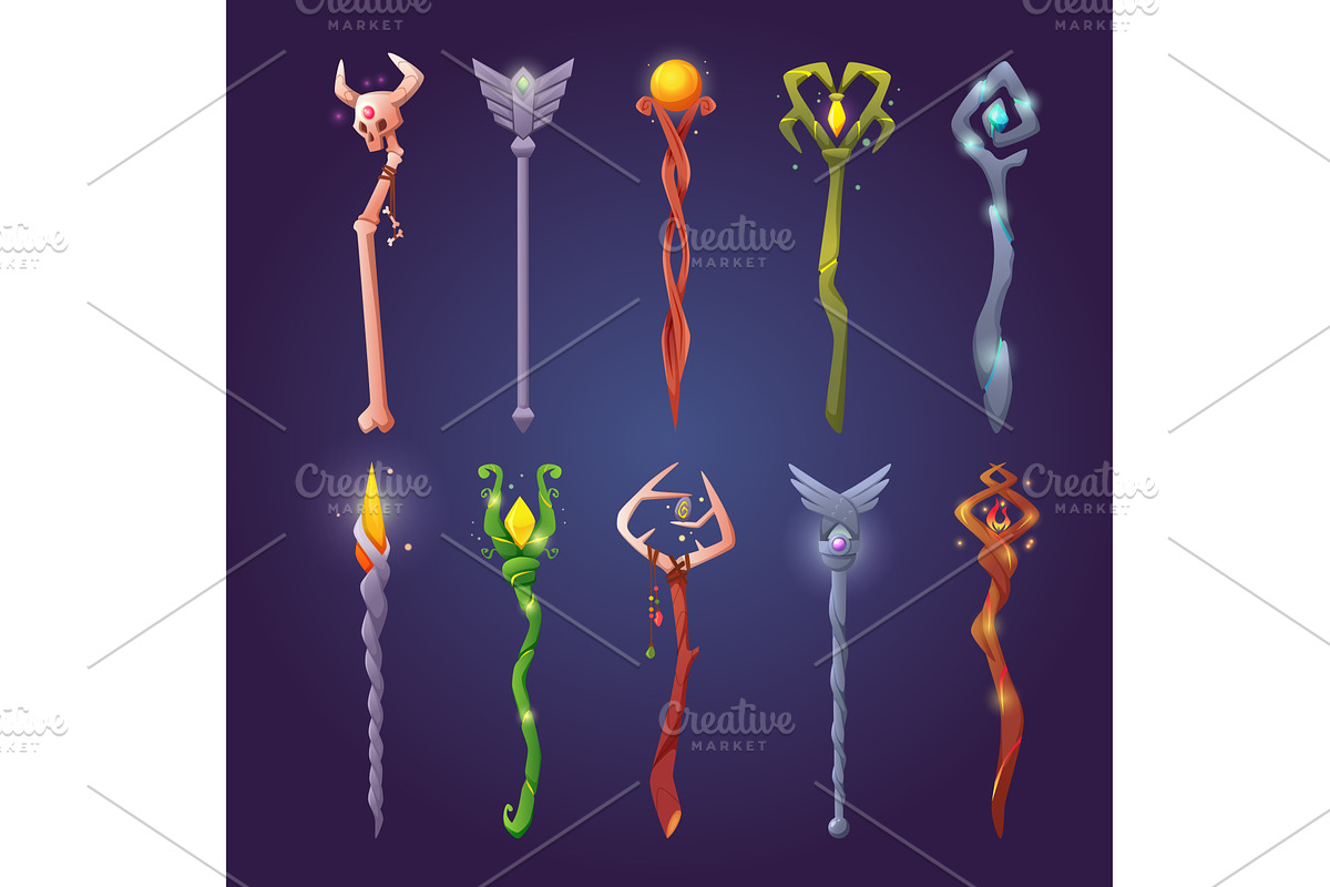 Magic stick. Wooden wizard stuff in, an Illustration by Onyx