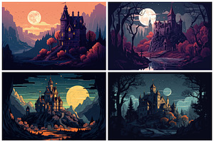 20 Haunted Castle Illustrations