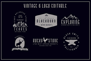 6 Vintage Logo & Bonus Font