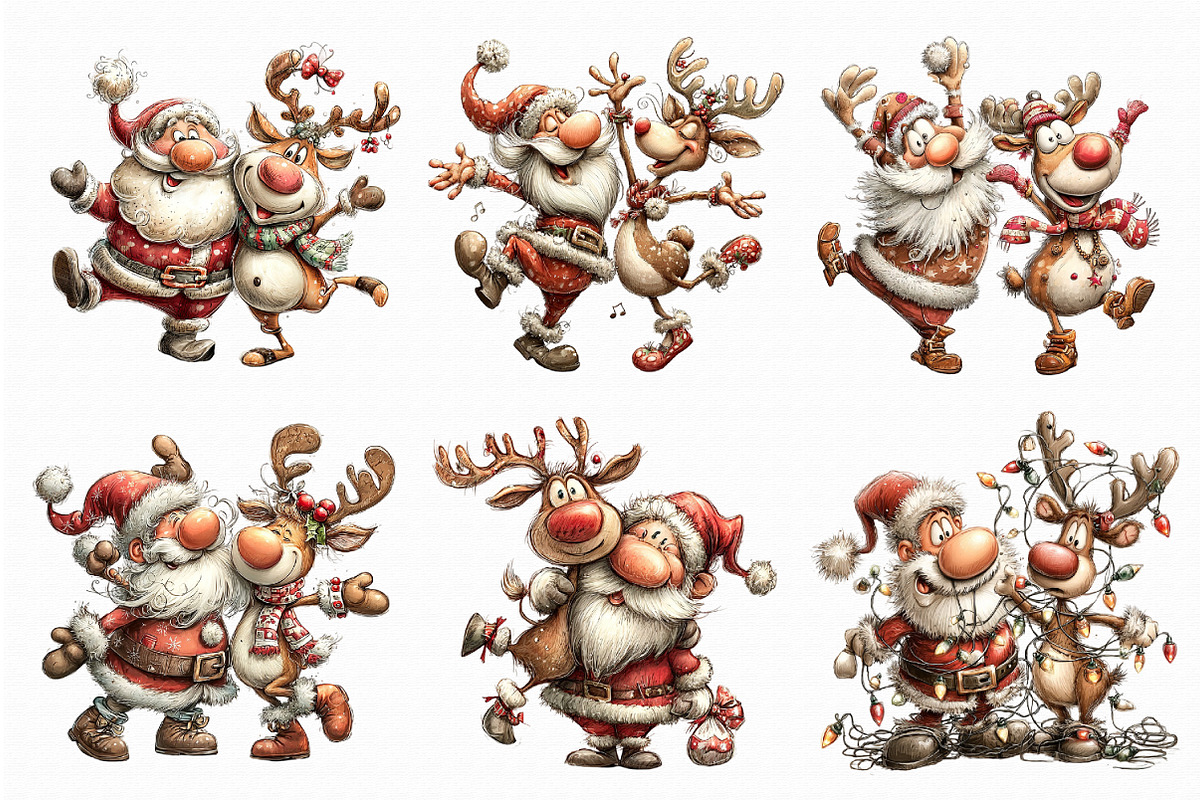 Quirky Santa and Reindeer PNG, an Illustration by Libby Wishes (Photo 2 of 7)