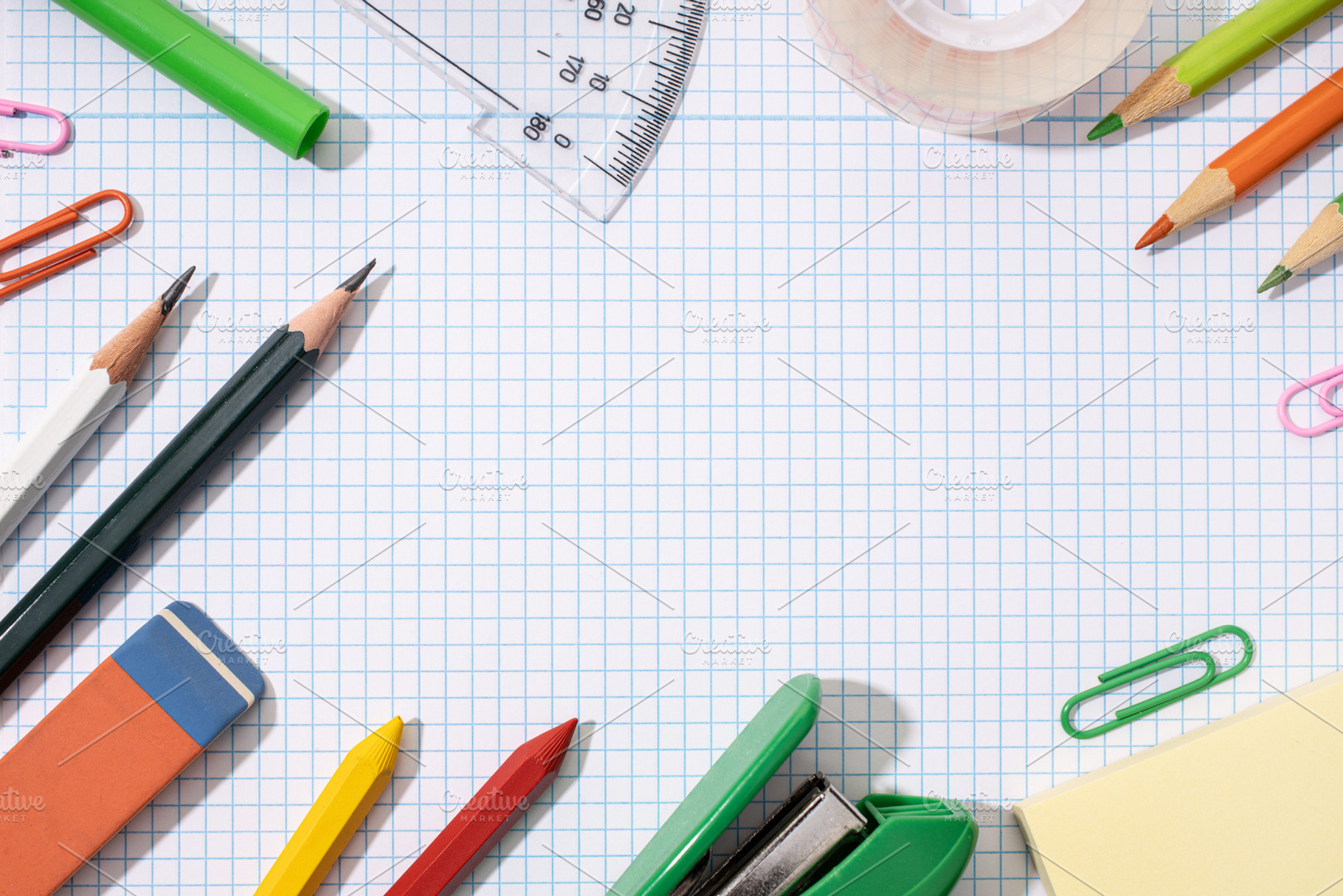 Frame of School and office supplies, a Background Photo by Formatoriginal photo