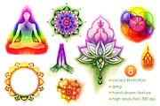 Meditation watercolor set, a Decorative Illustration by Olha Urdeichuk (Thumbnail 2 of 6)