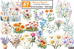 Watercolor Flowers Clipart Bundle, an Illustration by DreamCafeArt