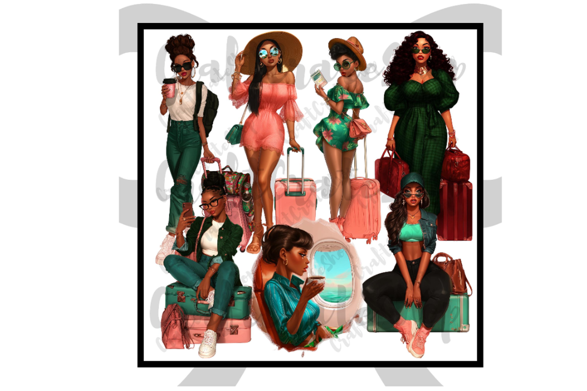 Black Woman Travel Clipart, an Illustration by CraftCrateShop (Photo 2 of 7)