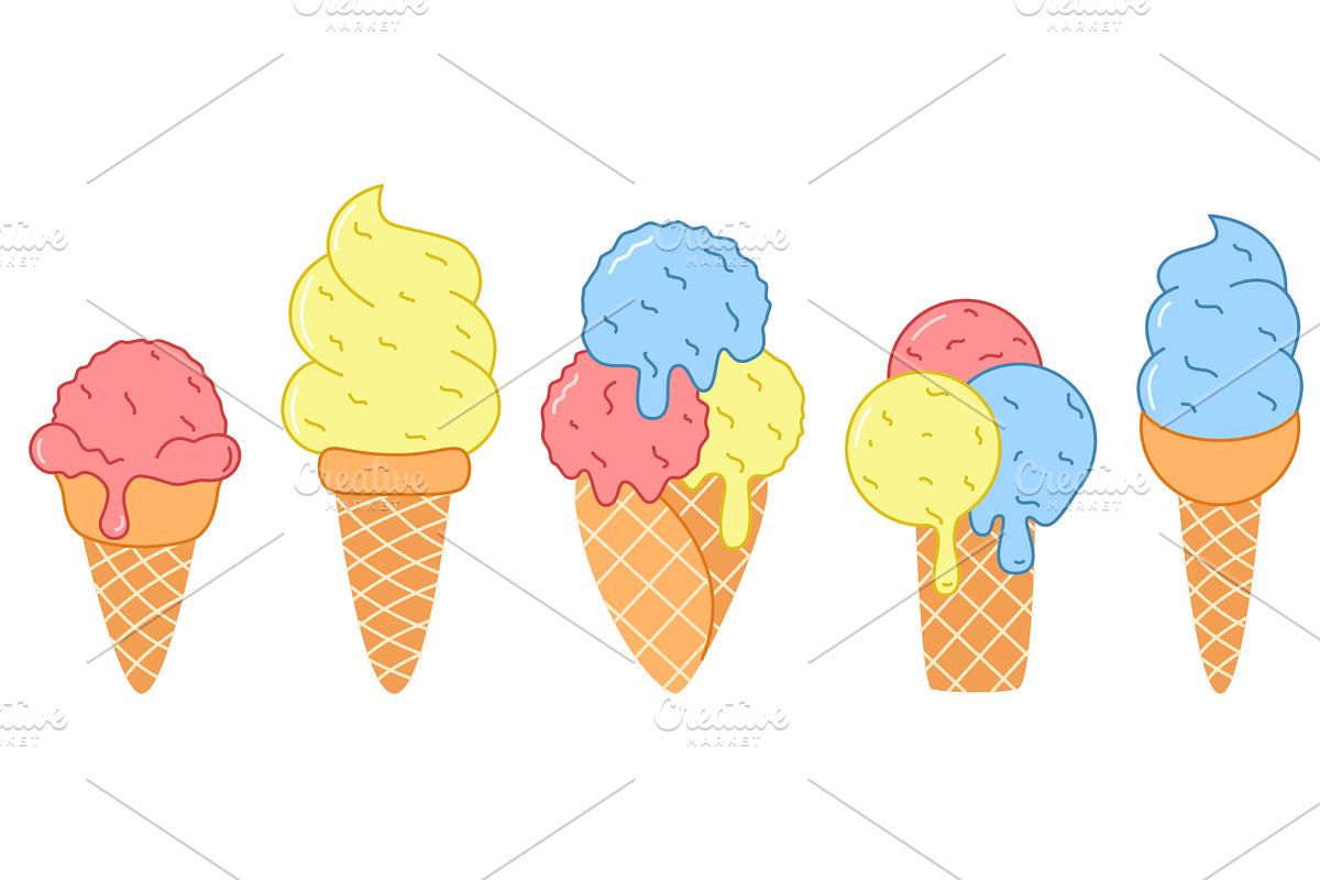 Portions of fruit or berry ice cream, an Object Illustration by Tati_Kli