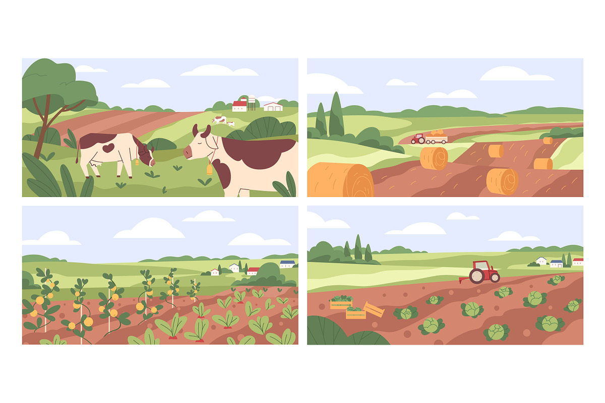 Farm countryside landscapes set, a Seasonal Illustration by Good Studio (Photo 1 of 5)