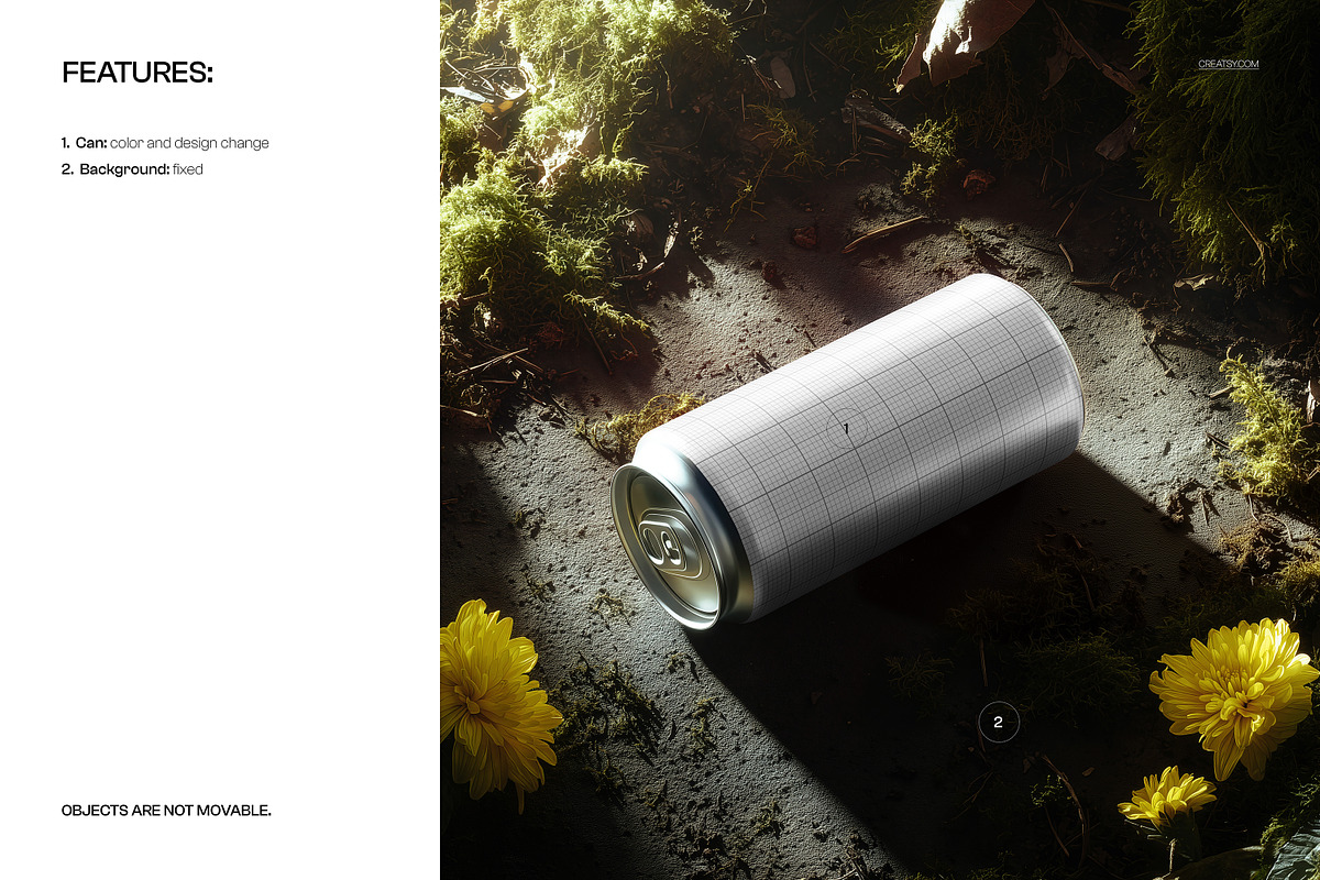Nature-Themed Beverage Can Mockup, a Cups & Container Mockup by creatsy5 (Photo 3 of 5)