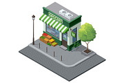 Isometric neighborhood grocery store, an Object Illustration by Golden Sikorka (Thumbnail 3 of 3)
