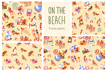 People on beach, seamless patterns by  in Graphics