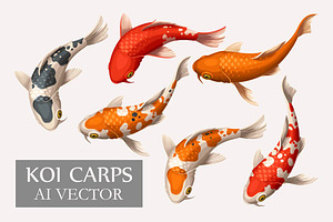 Koi Carps Seamless Patterns