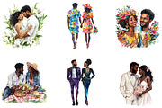 Black Couple Watercolor Set, a Seasonal Illustration by Designking (Thumbnail 5 of 5)
