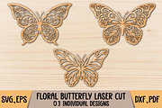 Floral Scroll Butterfly Laser Cut, a Graphic by Pixels.Craft (Thumbnail 1 of 3)