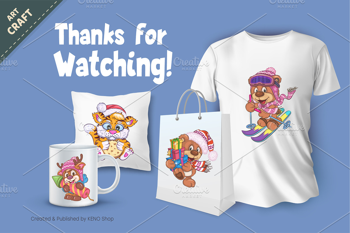 Set of Christmas characters 01, an Animal Illustration by KENO Mascots (Photo 4 of 4)