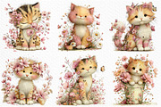 Whimsical Spring Cats Clipart, an Illustration by Craft Nest (Thumbnail 3 of 6)