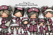 Whimsical Christmas Nurse Girls Clip, a Seasonal Illustration by Rose Art (Thumbnail 1 of 6)