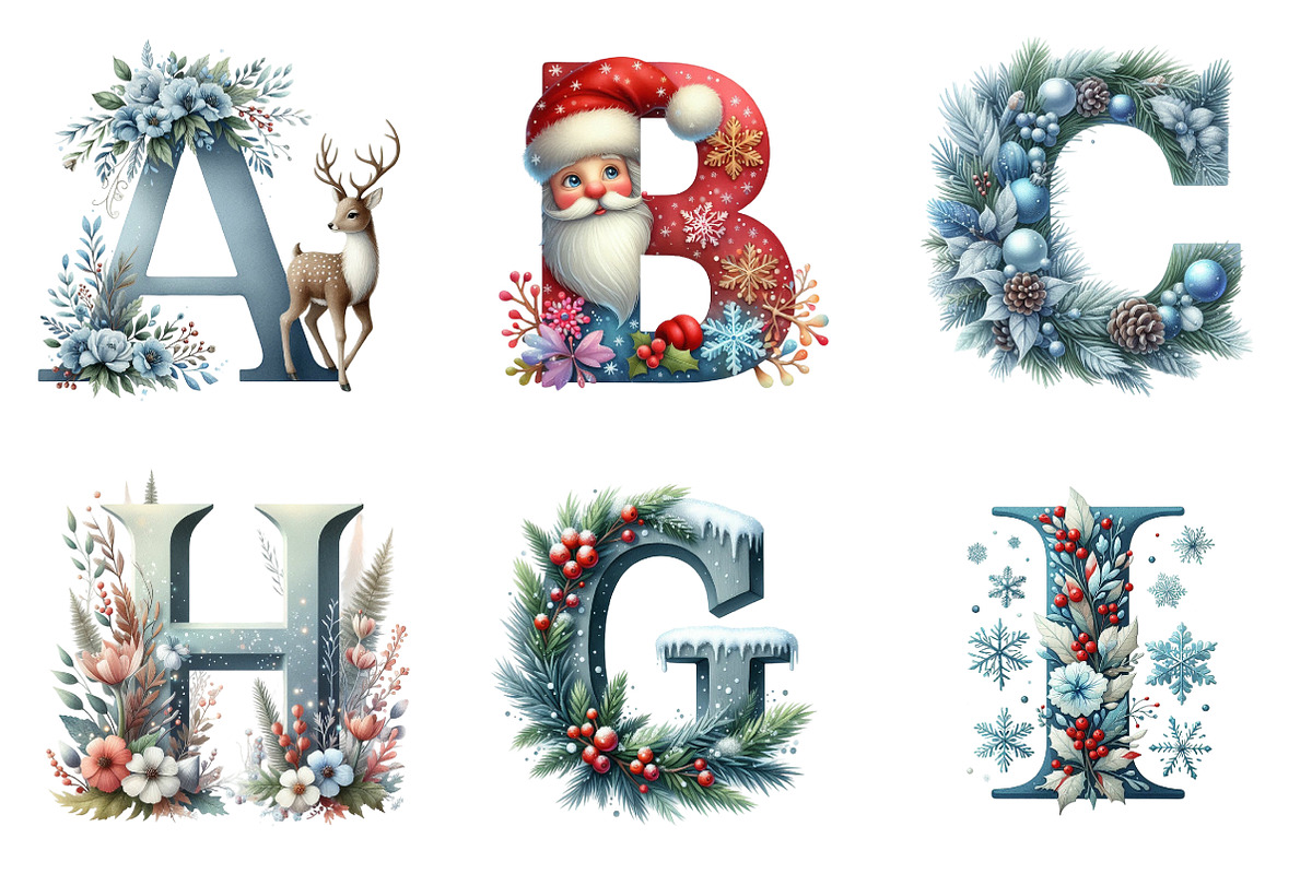 Christmas Alphabet Png Bundle, an Illustration by SinaCreation (Photo 4 of 7)