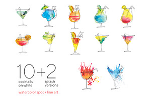 Watercolor Sketch Cocktails