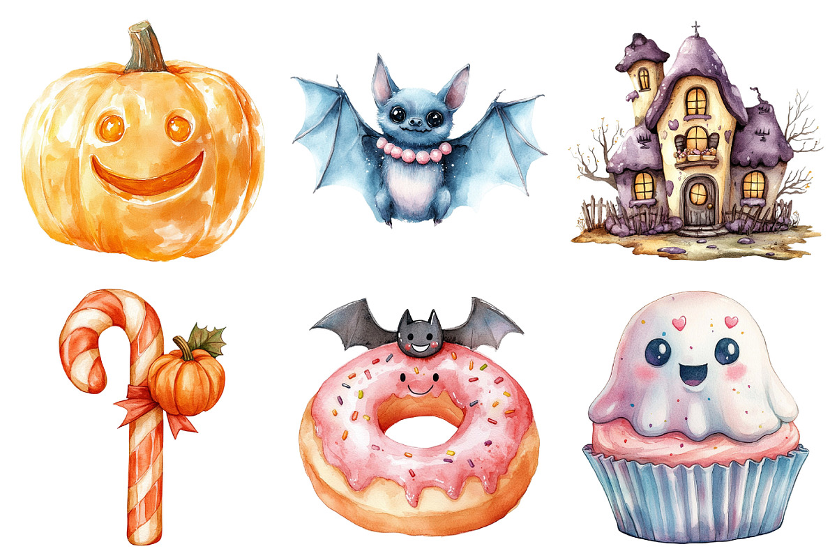 Watercolor Sweet Halloween Clipart, an Illustration by Daily.Designs (Photo 4 of 5)