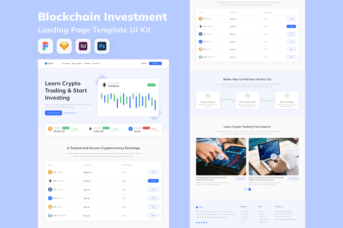 Blockchain Investment Landing Page, an UI Kit Template by Betush