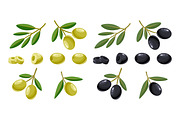Green & Black Olives Vector Set, a Food Illustration by Gomolach (Thumbnail 2 of 3)