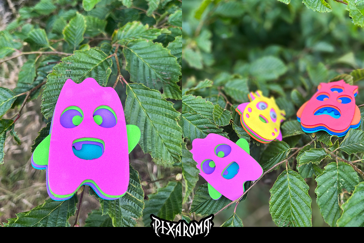 10 Cute Monsters 3D Layered Cut File, an Illustration by pixaroma (Photo 9 of 13)