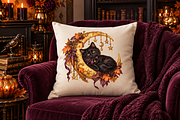 Vintage Halloween Black Cat Clipart, an Object Graphic by Colorsfav (Thumbnail 5 of 7)