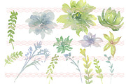 Digital Soft Watercolor Succulents I, an Illustration by Digital Paperie (Thumbnail 2 of 2)