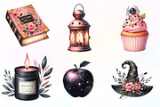Watercolor Pink and Black Autumn, an Illustration by CreationArt (Thumbnail 6 of 9)